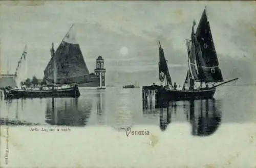 Mondschein Ak Venezia Venedig Veneto, Nelle Lagune