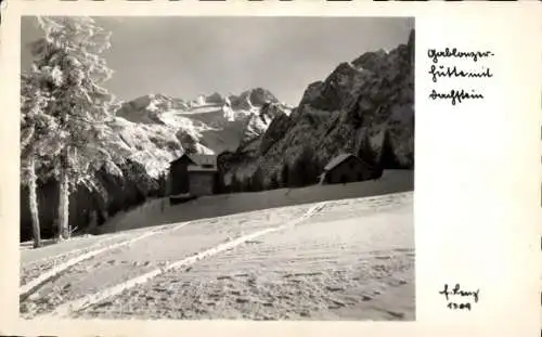 Ak Salzburg in Österreich, Berge, Schneeansicht, Berghütte
