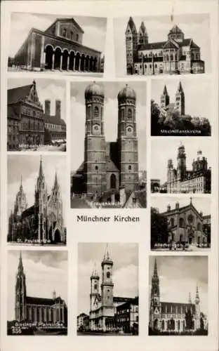 Ak München, Kirchen, Basilika, Maximilianskirche, Allerheiligen Hofkirche, St. Paulskirche
