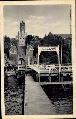 Ak Flensburg in Schleswig Holstein, Marineschule, Hansa-Brücke