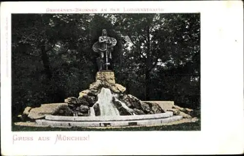 Ak München, Germanen-Brunnen an der Luisenstraße