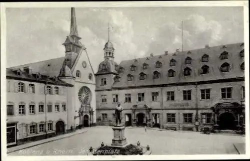 Ak Koblenz Rhein, Blick auf den Jesuitenplatz, Statue