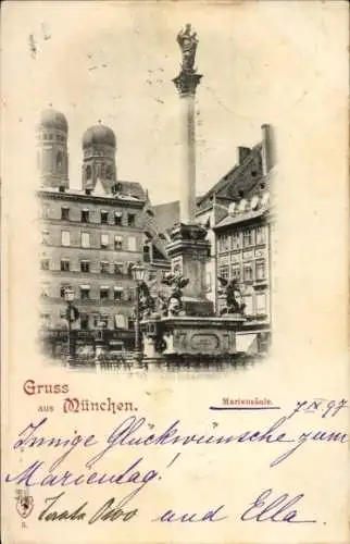 Ak München Bayern, Marienplatz mit Mariensäule