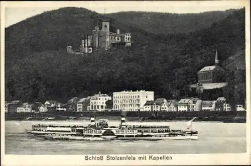 Ak Capellen Kapellen Stolzenfels Koblenz am Rhein, Schloss, MS Kaiserin Auguste Victoria