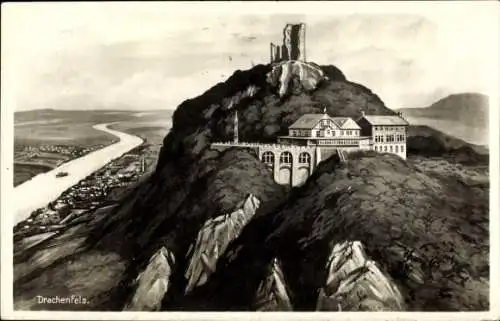 Ak Drachenfels Königswinter Siebengebirge, Drachenfels