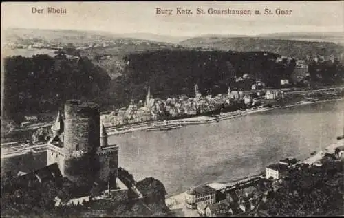 Ak Sankt Goarshausen am Rhein, Burg Katz, St. Goar