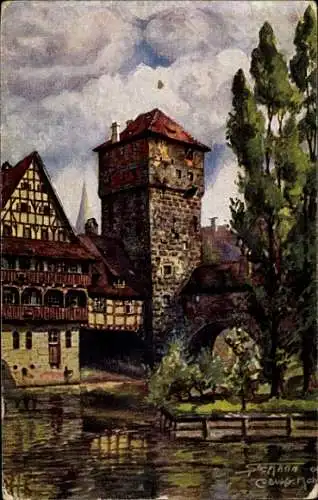 Künstler Ak Nürnberg in Mittelfranken Bayern, Henkersteg