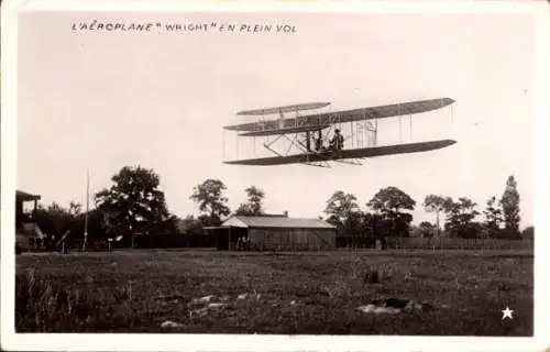 AK Das Wright-Flugzeug im vollen Flug, Luftfahrt