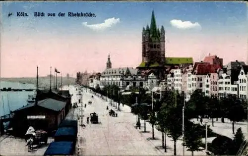 Ak Köln am Rhein, Blick von der Rheinbrücke