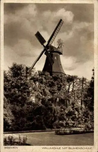 Ak Hansestadt Bremen, Wallmühle mit Blumenschule