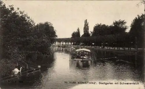 Ak Konstanz am Bodensee, Stadtgarten, Schwanenteich