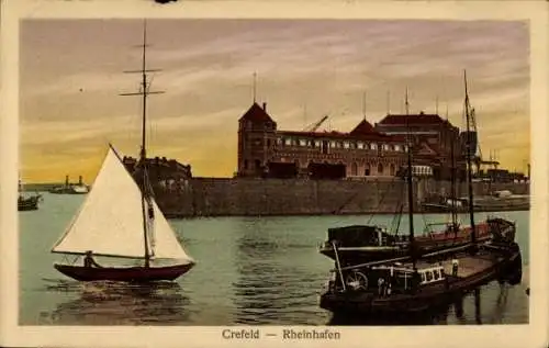 Ak Krefeld am Niederrhein, Rheinhafen, Schiffe