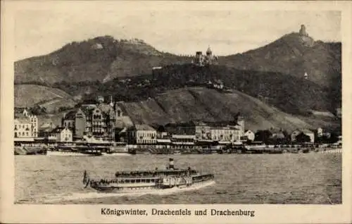 Ak Königswinter am Rhein, Drachenfels, Drachenburg, Schiffe