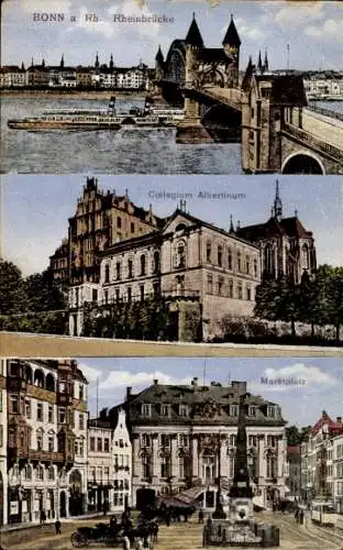 Ak Bonn am Rhein, Teilansicht, Collegium Albertinum, Altes Rathaus, Denkmal, Straßenbahn