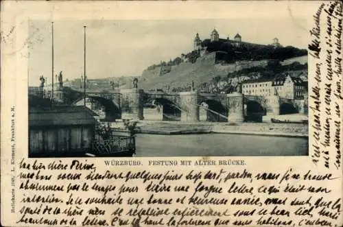 Ak Würzburg am Main Unterfranken, Festung, Alte Brücke