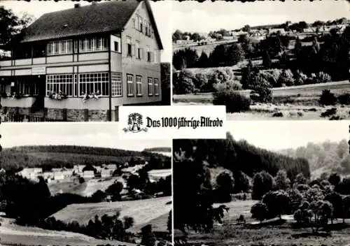 Ak Allrode Thale Harz, Panorama mit Betriebsferienheim