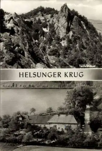 Ak Blankenburg am Harz, Ausflugsgaststätte Helsunger Krug, Teufelsmauer