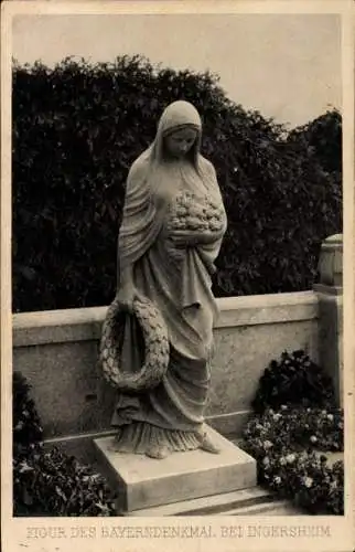 Ak Ingersheim Elsass Haut Rhin, Figur des Bayerndenkmal