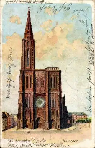 Litho Straßburg Elsass Bas Rhin, Münster