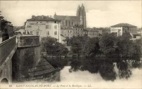 Ak Saint Nicolas de Port Meurthe et Moselle, Brücke, Basilika