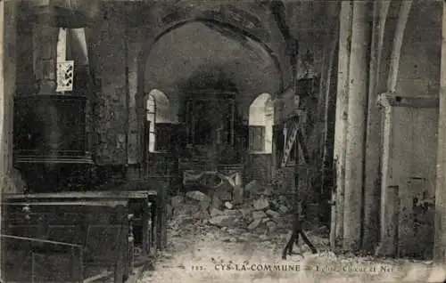 Ak Cys la Commune Aisne, Kirche, Innenansicht