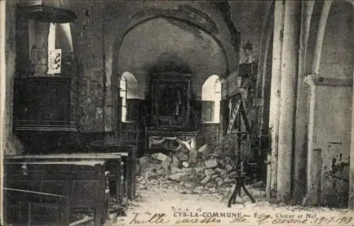 Ak Cys la Commune Aisne, Kirche, Innenansicht