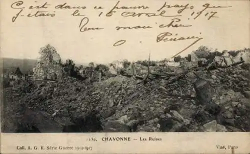 Ak Chavonne Aisne, Les Ruines