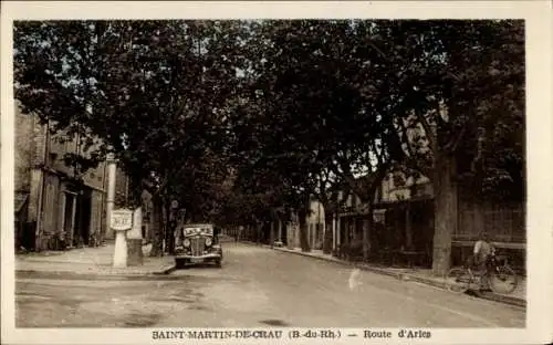 Ak Saint Martin de Crau Bouches du Rhône, Route d'Arles