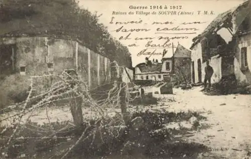 Ak Soupir Aisne, Ruines du Village