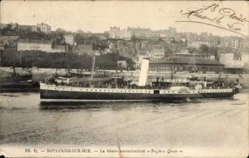 Ak Boulogne sur Mer Pas de Calais, Le bateau excursionniste Brighton Queen, Dampfer