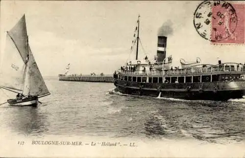 Ak Boulogne sur Mer Pas de Calais, Le Holland, Dampfer