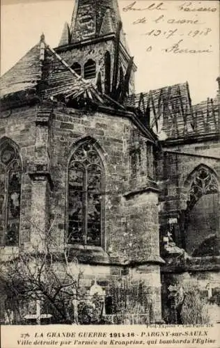 Ak Pargny sur Saulx Marne, zerstörte Kirche