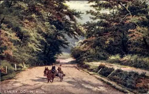 Künstler Ak Lyndhurst Hampshire England, Emery Down Hill