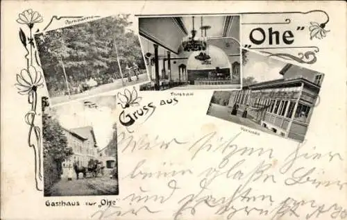 Ak Garstedt Lüneburger Heide Niedersachsen, Gasthaus zur Ohe, Tanzsaal, Veranda