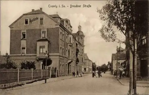 Ak Coswig in Sachsen, Dresdner Straße, Apotheke