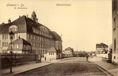 Ak Limbach Oberfrohna in Sachsen, Pleißaer Straße, III. Bürgerschule