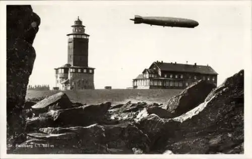 Foto Ak Schmitten im Hochtaunuskreis Hessen, Großer Feldberg, Aussichtsturm, Zeppelin