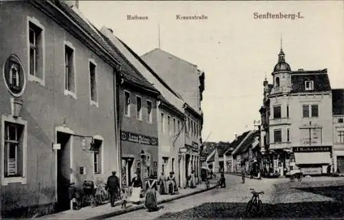 Ak Senftenberg in der Niederlausitz, Kreuzstraße, Rathaus