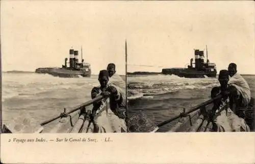 Stereo Ak Ägypten, Auf dem Suezkanal, Reise nach Indien