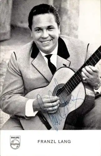 Ak Schauspieler Franz Lang, Portrait, Autogramm, Sänger, Gitarre