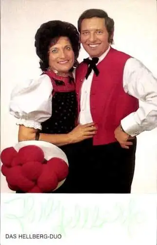 Ak Das Hellberg Duo, Sänger, Schwarzwälder Volkstracht, Bollenhut, signiert