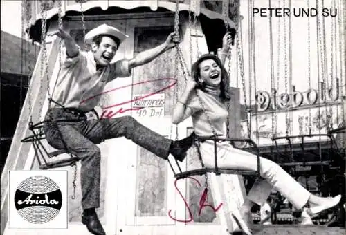 Ak Sänger Peter und Su, Autogramm, Ariola Schallplatten, Karussell