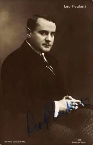 Ak Schauspieler Leo Peukert, Portrait, Autogramm