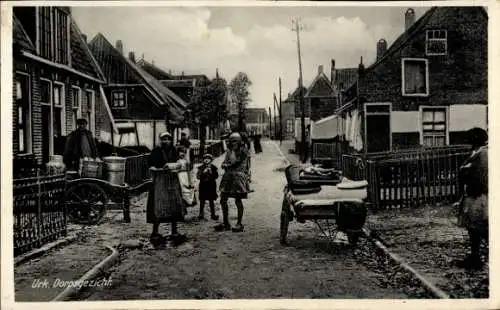 Ak Urk Flevoland Niederlande, Dorfpartie