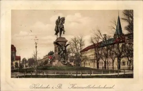 Ak Karlsruhe in Baden, Kaiser Wilhelm Denkmal