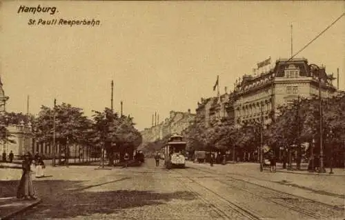 Ak Hamburg Mitte St. Pauli, Reeperbahn, Straßenbahn