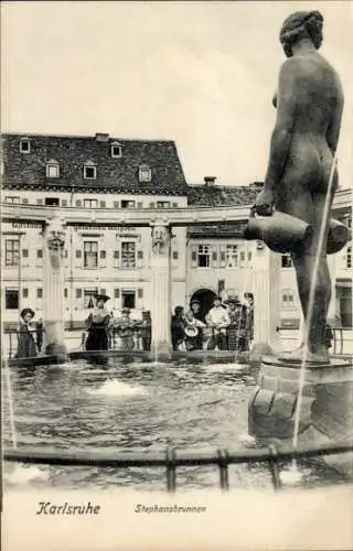 Ak Karlsruhe in Baden, Stephansbrunnen