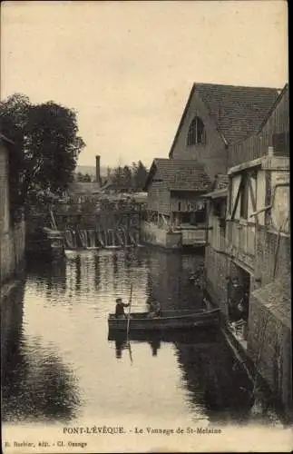 Ak Pont l Eveque Calvados, Le Vannage de St Melaine, Ruderboot