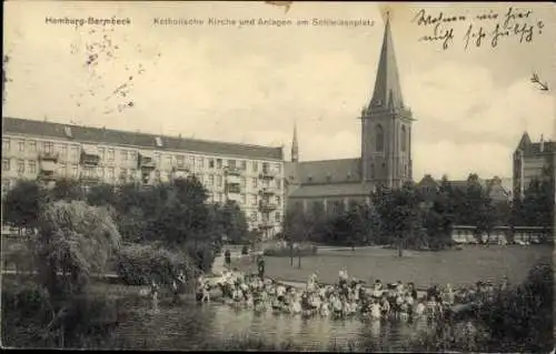 Ak Hamburg Nord Barmbek Barmbeck, Katholische Kirche, Anlagen am Schleidenplatz