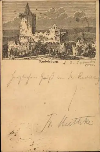 Ganzsachen Vorläufer Litho Bad Kösen Naumburg an der Saale, Rudelsburg